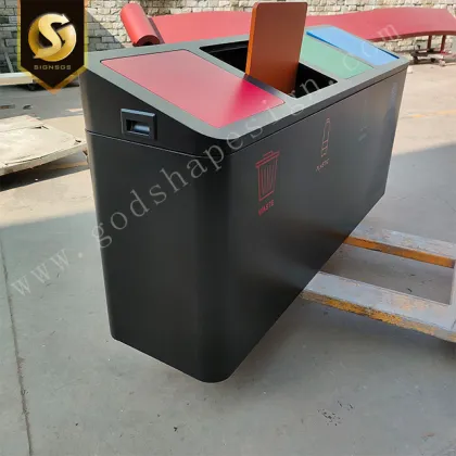 Metal steel trash bin outdoor compartment recycling bin