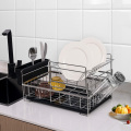 Folding tier kitchen stainless steel dish drying rack