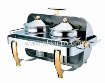 Rectangle Soup Station With Brass Legs 