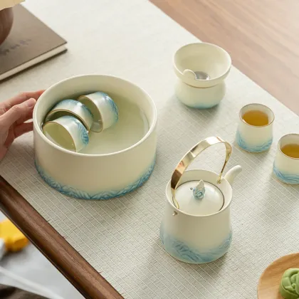 Beige Thousand-li Landscape Kung Fu Tea Set