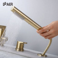 Brushed Gold 4 holes Bathroom Brass bathtub tap