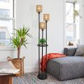 Country style vertical floor lamp with rope shade