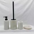 White marble bathroom accessories set