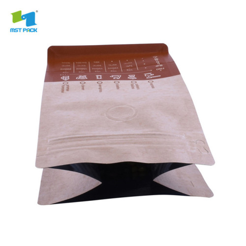 environmentally friendly PLA plastic coffee bag with degassing valve