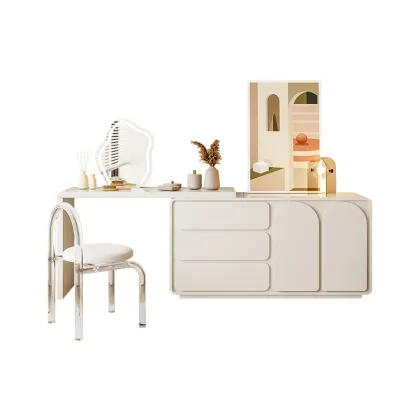 Solid Wood Modern Stretchable Dressing Table with Mirror