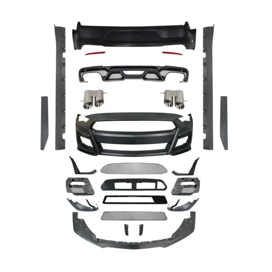 Ford Mustang to GT500 2018-2022 Car Body Kit - Front Bumper Assembly with Grille and Lip