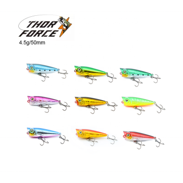 Freshwater and Saltwater Popper Lure 50mm/4.5g - Shallow Swim Bait for Fishing Bass
