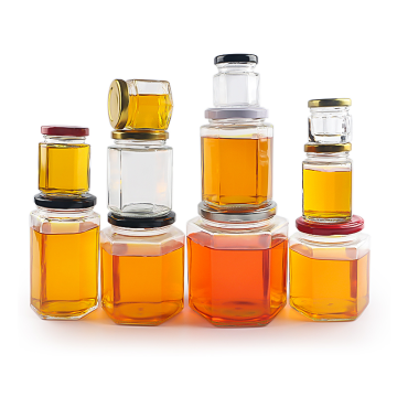 Jar en verre hexagonal de 25 ml-730 ml