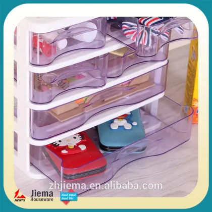 JIEMA Clear 4-Drawer Desktop Unit Storage makeup Organizer
