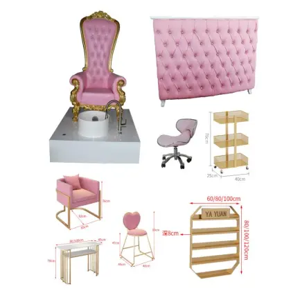 Modern Spa Hair Salon Equipment Package - Pink Beauty Salon Furniture Set