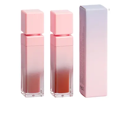 Customizable Pink Gradient Lipstick Tube with Water-Resistant and Non-Stick Formula