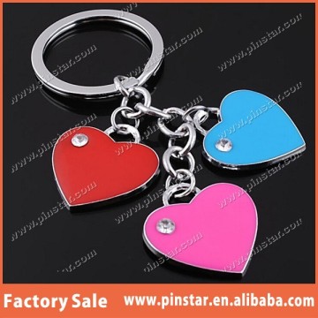 2015 China Professional Wholesales Key Chain Ring Three Metal Pendant Hearts Keychain