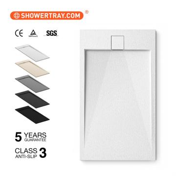 European Bathroom Square Cuttable Black Rectangle Floor Stone Texture Resin Pan Shower Base Trays