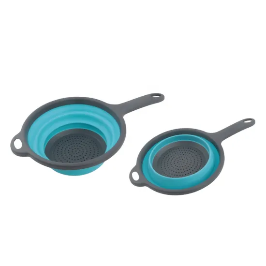 Collapsible Kitchen Strainer with Silicone Handles: Multi-Purpose Food Washing Basket and Strainer