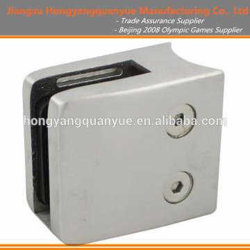 LARGE SQ CLAMP - 10 OR 12MM GLASS - ROUND BACK - SATIN [SATIN 316 STAINLESS]