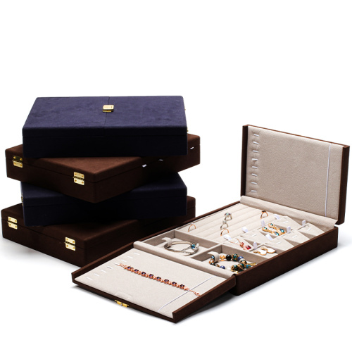 Custom Luxury Brown Microfiber Leather Jewelry Set Box