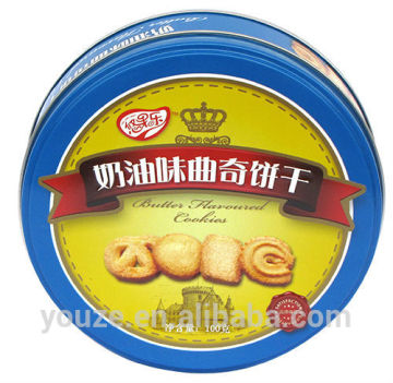 Blue cookie round tin box