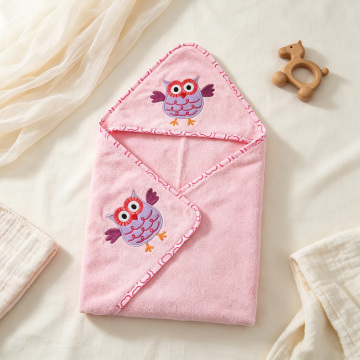 Махровая пеленка для малышей Pink Owl с вышивкой