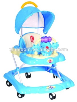 plastic light rocking/rolling folding cheap baby walker stroller/car with big canopy sunshade