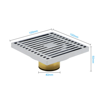 Good Quality Chrome Plated 100x100mm Bathroom Drain Strainer with Anti-Odor Feature - Modern Style Brass Floor Drain