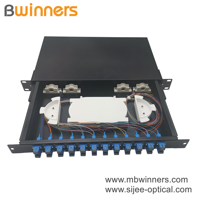 1U 24 núcleos SC Panel de conexión de caja de terminación de fibra óptica