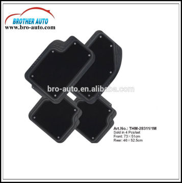 2015 hot sell universal size RUBBER pvc 4PCS black car mat with plush in middle