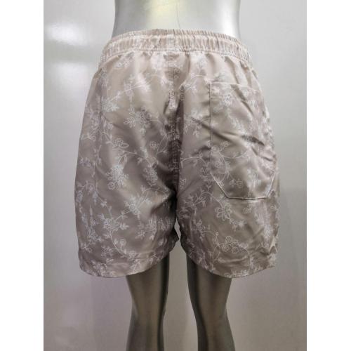 Polyester Beach Pants Creamy White Retro Print Men's Beach Shorts Supplier