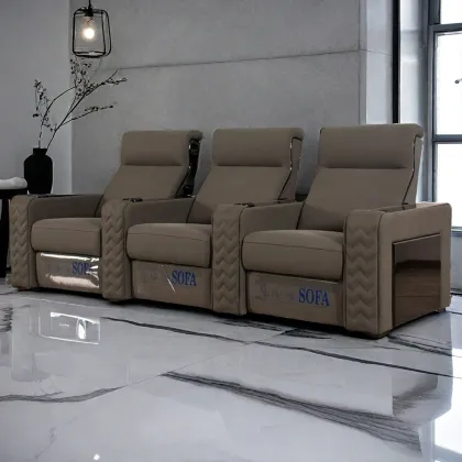 Popular Suede Fabric Cinema Chair: Theater Furniture Power Recliner