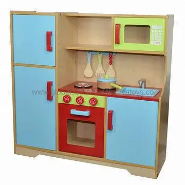 colorful wooden baby toy kitchen W10C011