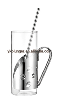 210 cc heat resistant coffee glass mug irish cup with S/S holder
