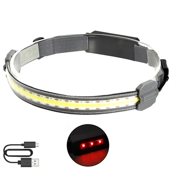 Rechargeable Wide Angle LED Headlamp with Red Warning Light for Outdoor Camping
