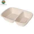 Degradable 2 Compartment Lunch Box Disposable Tableware Box