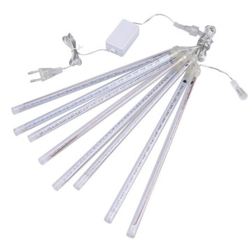 Luz de ducha de meteorito de cuerda de lluvia que cae bastante carámbano - Decoración navideña de 8 tubos (30 cm -100 cm)