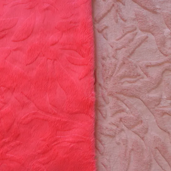 New Design Embossed Double Side Warp Knitted Coral Fleece Fabric For Coat Sofa Cover