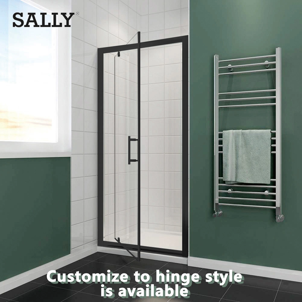 Sally Alcove Save Room enmarcada Puerta de vidrio templado Accesorios de baño de baño Puerta de ducha corredera