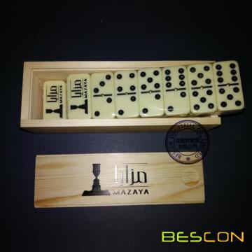 Double six domino game with custom logo printing and high quality wooden box packing