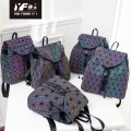 Fesyen Custom Noctilucent Effect Pu Backpack Kulit Geometrik Reflektif Ransel Bercahaya Sampah Beg Wanita Cool Cool