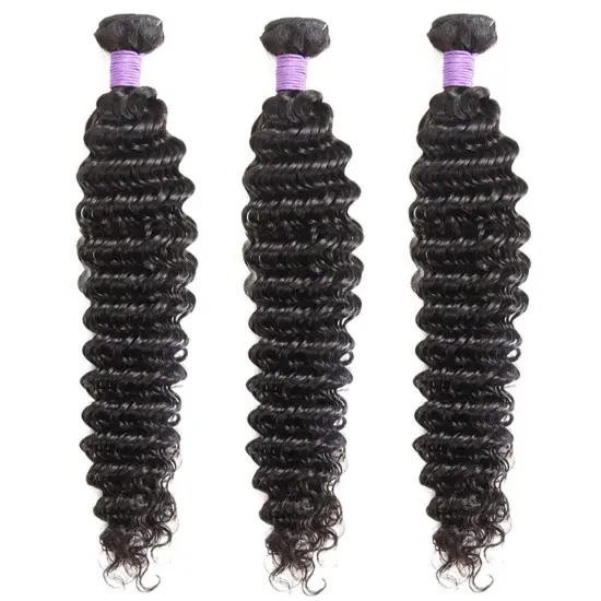 Factory price Double drawn 10A Unprocessed Virgin Deep Wave Curly Hair Weave Bundles Brazilian Human Hair Deep Wave Bundles