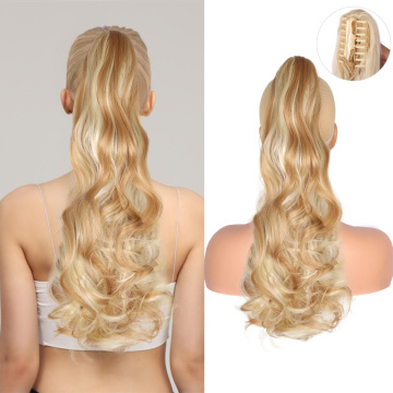 Water Wavy 22inch 150g Clip en queue de Ponytail Synthetic Claw Pony Tail For Girl
