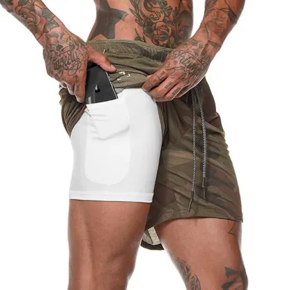 Custom Mesh Shorts 2-in-1 Gym Shorts for Men OEM ODM Camouflage Shorts