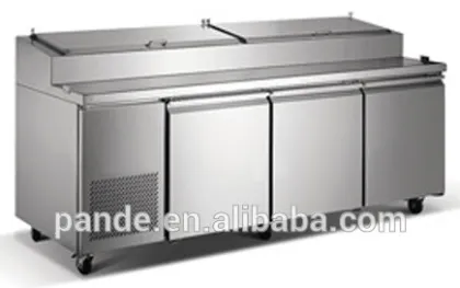 Stainless steel pizza preparation bar commercial horizontal refrigerator