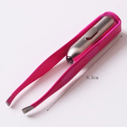 Stainless Steel LED Light Eyebrow Tweezers for Precision Trimming and Plucking