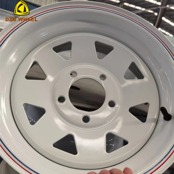 White 8 Spoke Steel Trailer Wheel 14x6