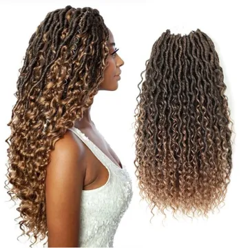 Julianna 18Inch Boho Bohemian Locs Boho Crochet Hair Extensions Goddess Curly Faux Loc River Locs