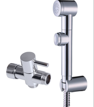 7/8"Brass T-adapter Handheld Bidet Toilet Shattaf Kit Sprayer Wall Bracket set