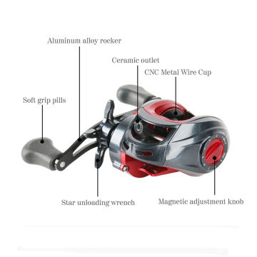 Wholesale Lightweight 7.2:1 Pesca Bait Casting Fishing Reel with Dual Brakes