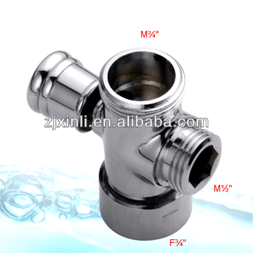 Brass Faucet Diverter Valve, Shower Kit Water Separate Water Diverter, M3/4"-M1/2"-F3/4"