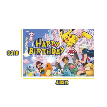 Factory Direct 5x3ft Pikachu Backdrop Decoration for Sale