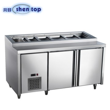 Shentop STLA-E12FP Double Door Stainless Steel Pizza Prep Tables (Air Cooling)