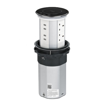 AI voice control  Ready wireless charging tower Motorized pop up socket with QI USBA and USBC  and EU socket